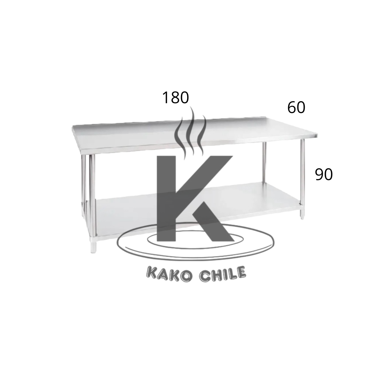 MESÓN ACERO INOXIDABLE CON RESPALDO 180X60X90