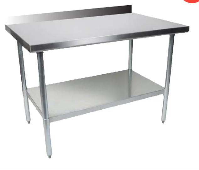 MESÓN CON RESPALDO ACERO INOXIDABLE 120X60X90